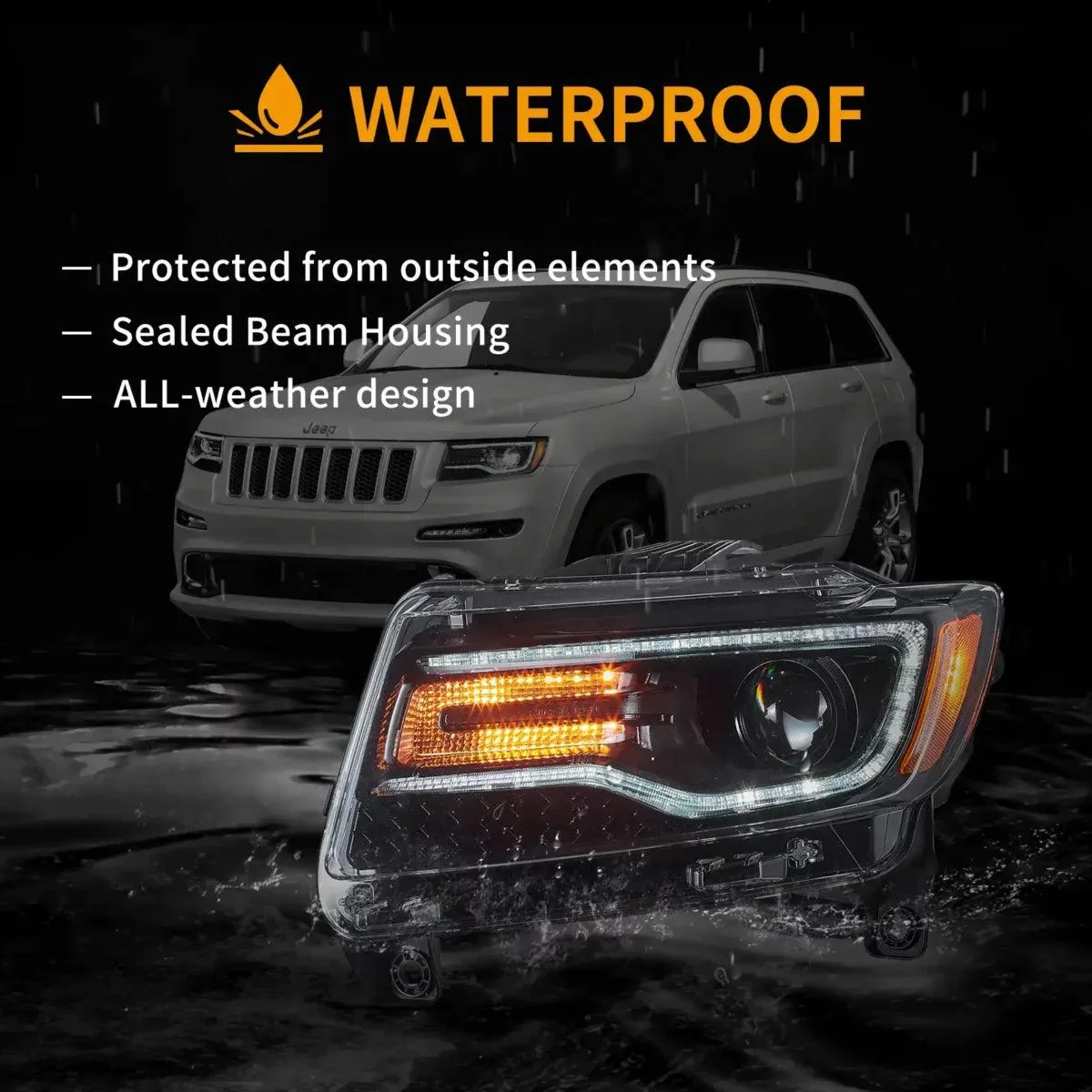 LED Headlight Assembly Full LED With Startup Animation/Blue DRL For 2011-2013 Jeep Grand Cherokee (WK2) - Image 5