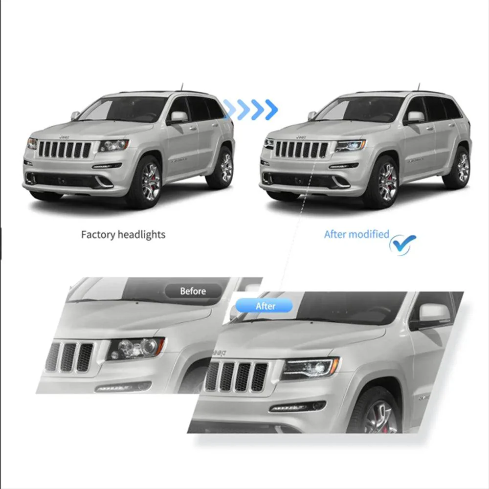 LED Headlight Assembly Full LED With Startup Animation/Blue DRL For 2011-2013 Jeep Grand Cherokee (WK2) - Image 8