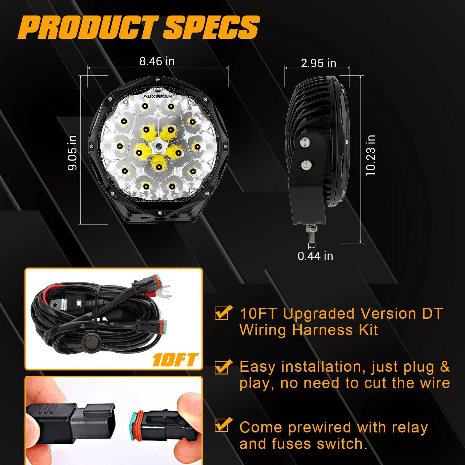 (2pcs/set) 8.5 Inch 150W Round off road lights Spot Beam LED Driving Lights - Image 4