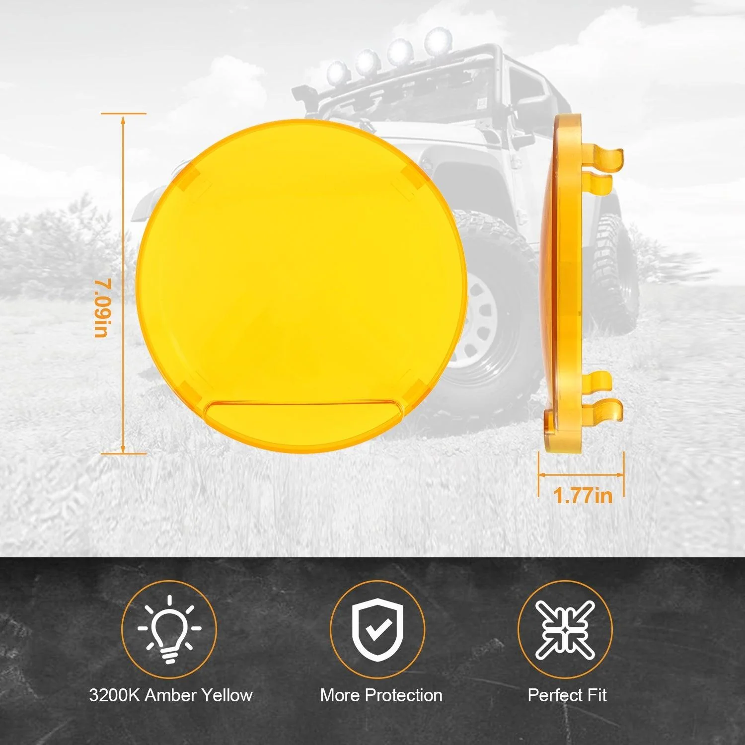 (2pcs/set) 7 Inch 90W Round Spot Beam Offroad LED Driving Lights w/ SAE Compliant+Amber/Black Covers(Optional) - Image 10