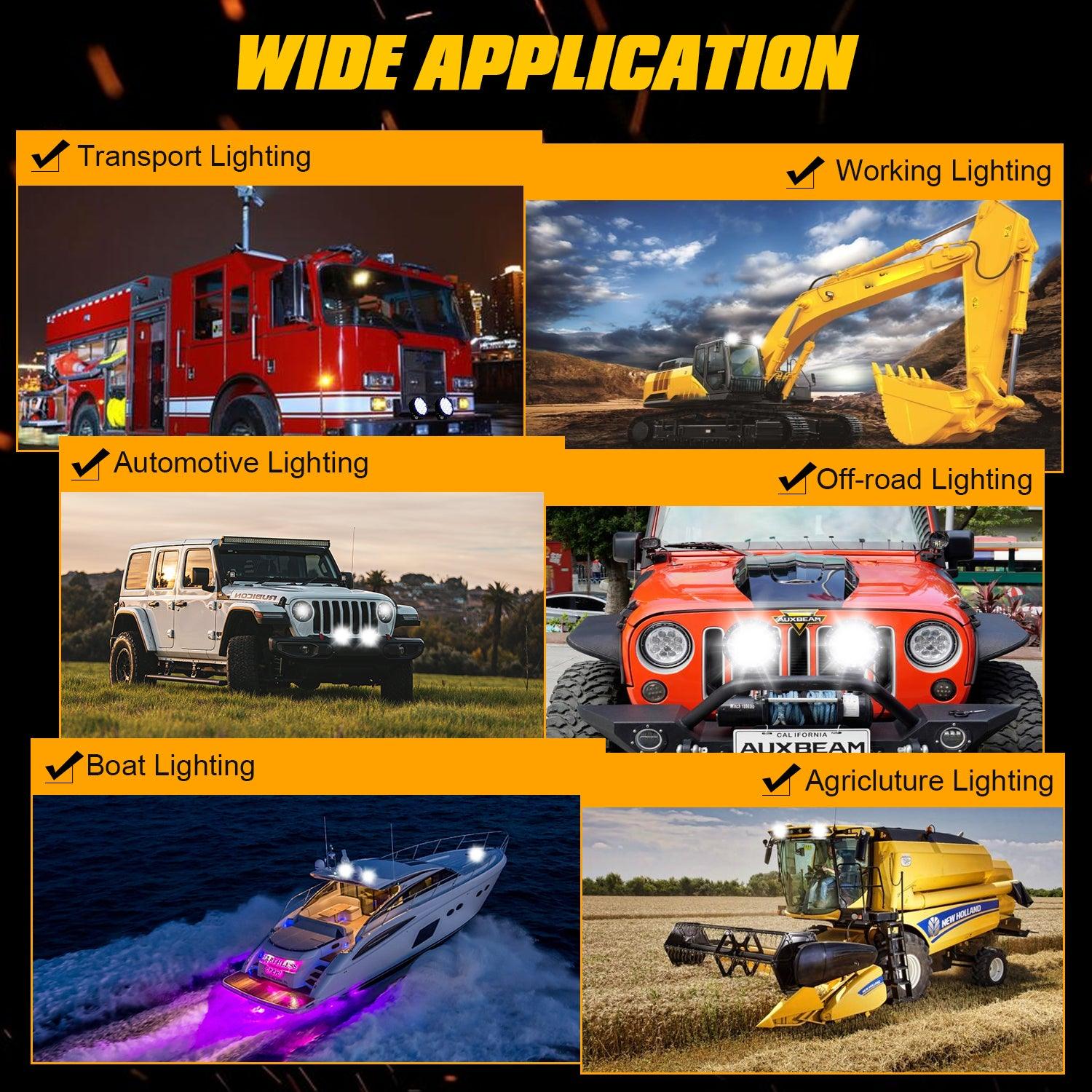 (2pcs/set) 7 Inch 90W Round Spot Beam Offroad LED Driving Lights w/ SAE Compliant+Amber/Black Covers(Optional) - Image 9