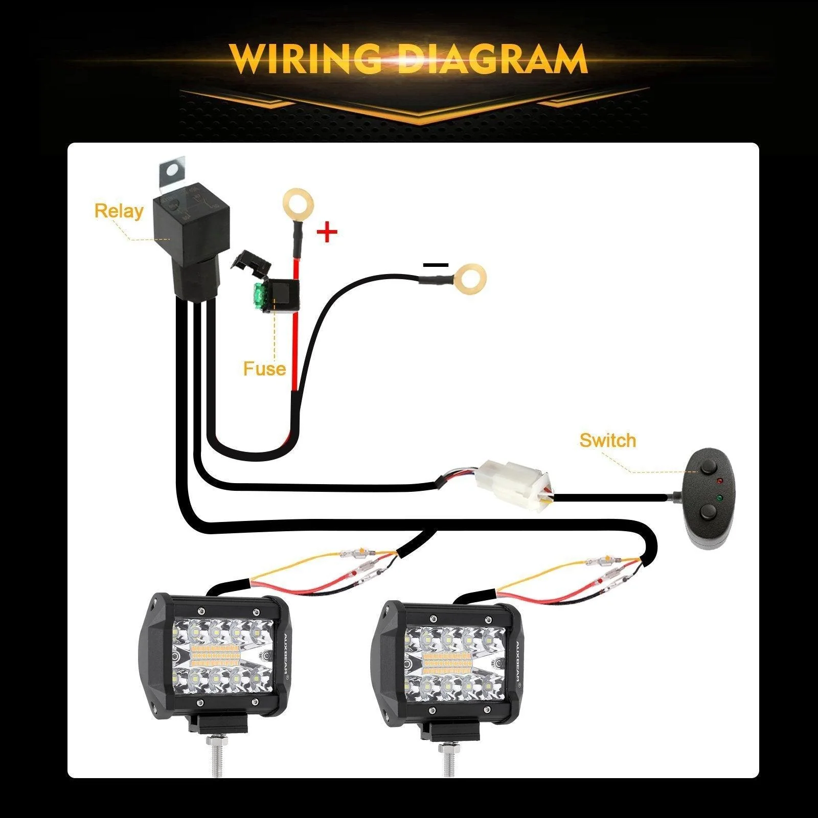 (2pcs/set) 4 inch 6 Modes White&Amber LED Working Light LED Pods with Wiring Harness for SUV ATV UTV Trucks Pickup Boat - Image 6