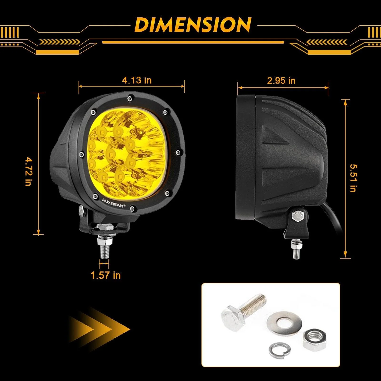 P4 Series | 4 Inch 90W Round LED Driving Lights Spot Amber Pod Lights - Image 8