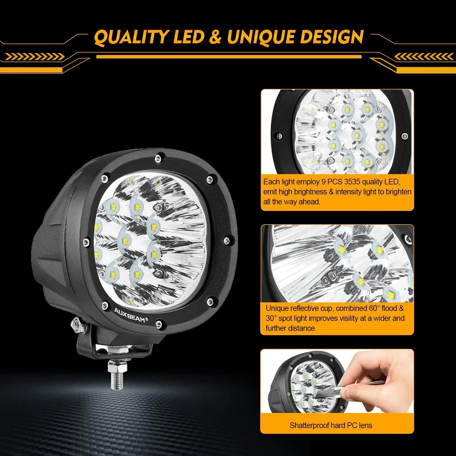 P4 Series | 4 Inch 90W Round LED Driving Lights Spot White Pod Lights - Image 7