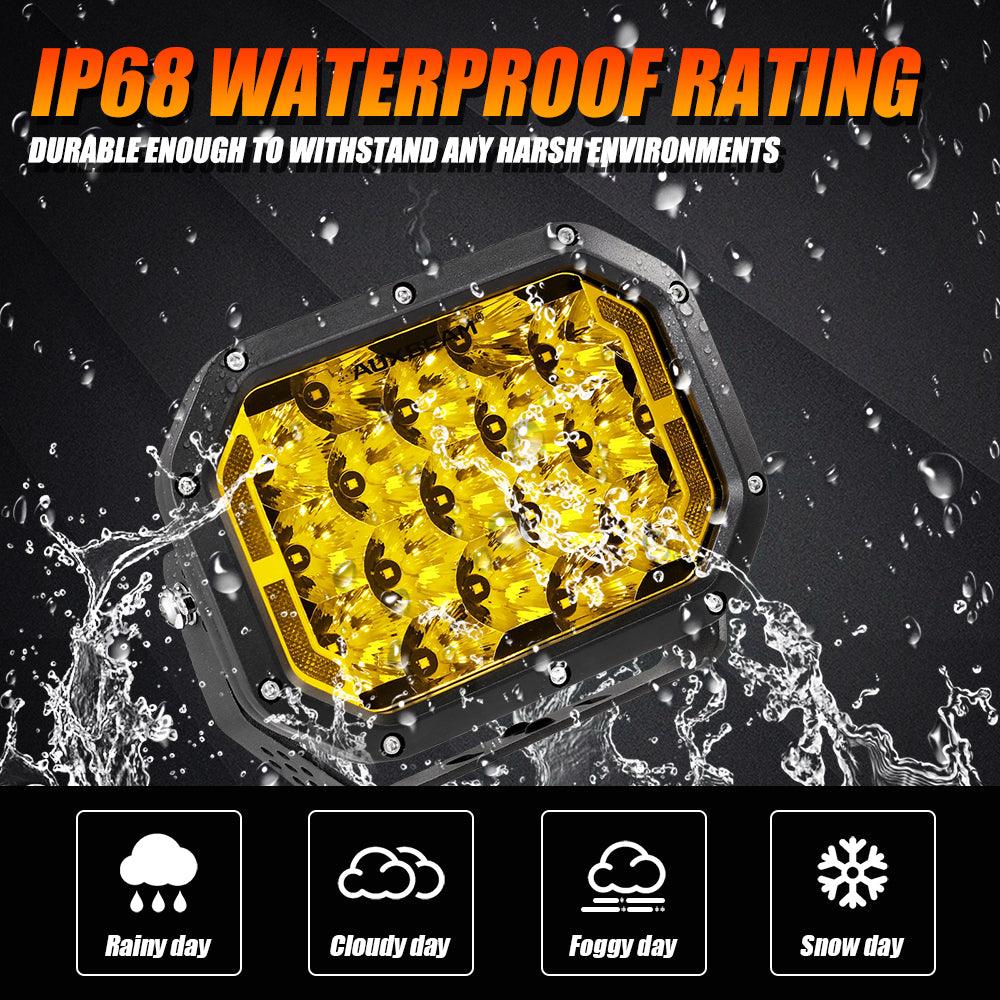 7x5 Inch Rectangle LED Pods Amber Spot Driving Lights with DRL - Image 6