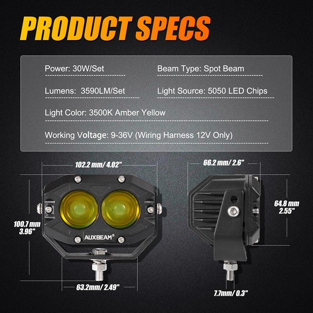 R4 Series | 4 Inch 60W LED Pods Amber Spot Driving Light - Image 3