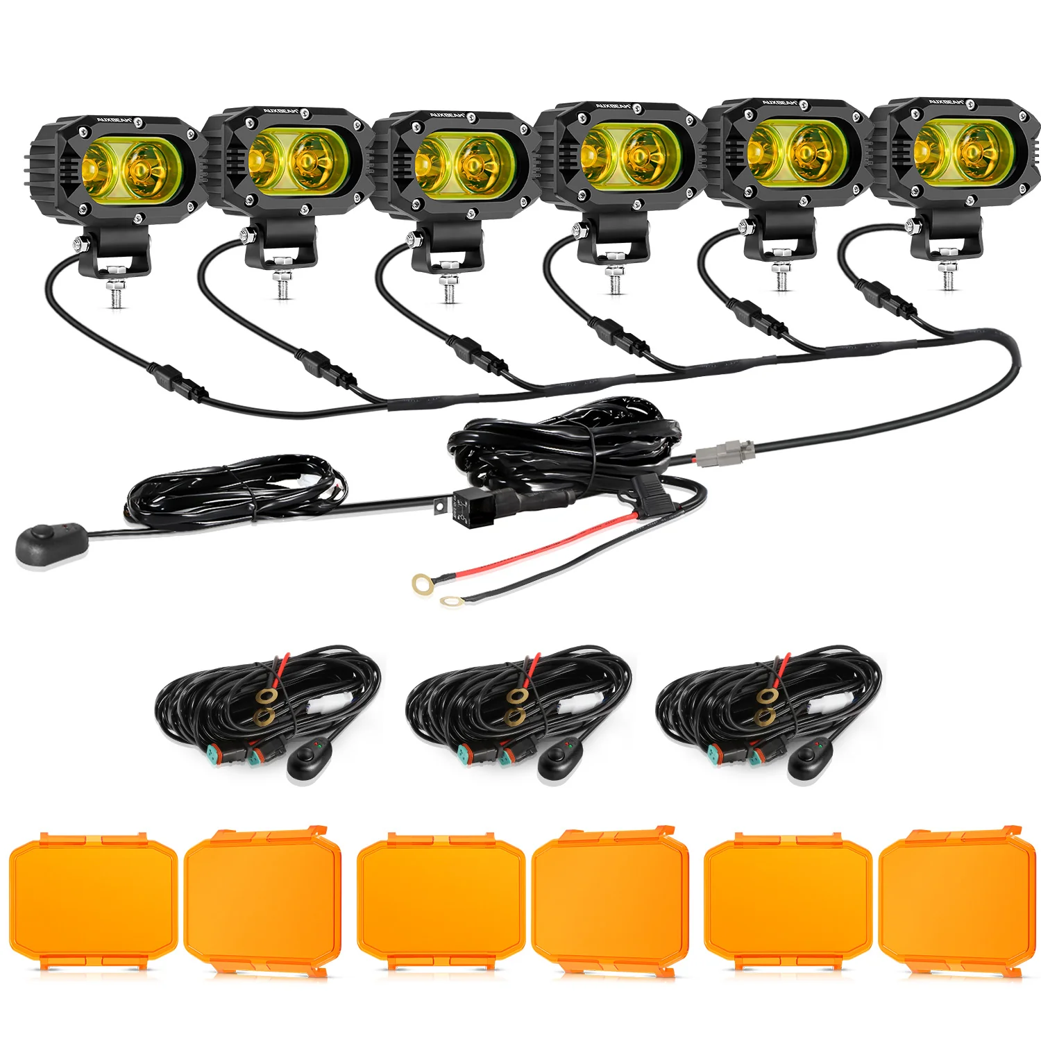 R4 Series | 4 Inch 60W LED Pods Light Flood Beam Amber Light - Image 23