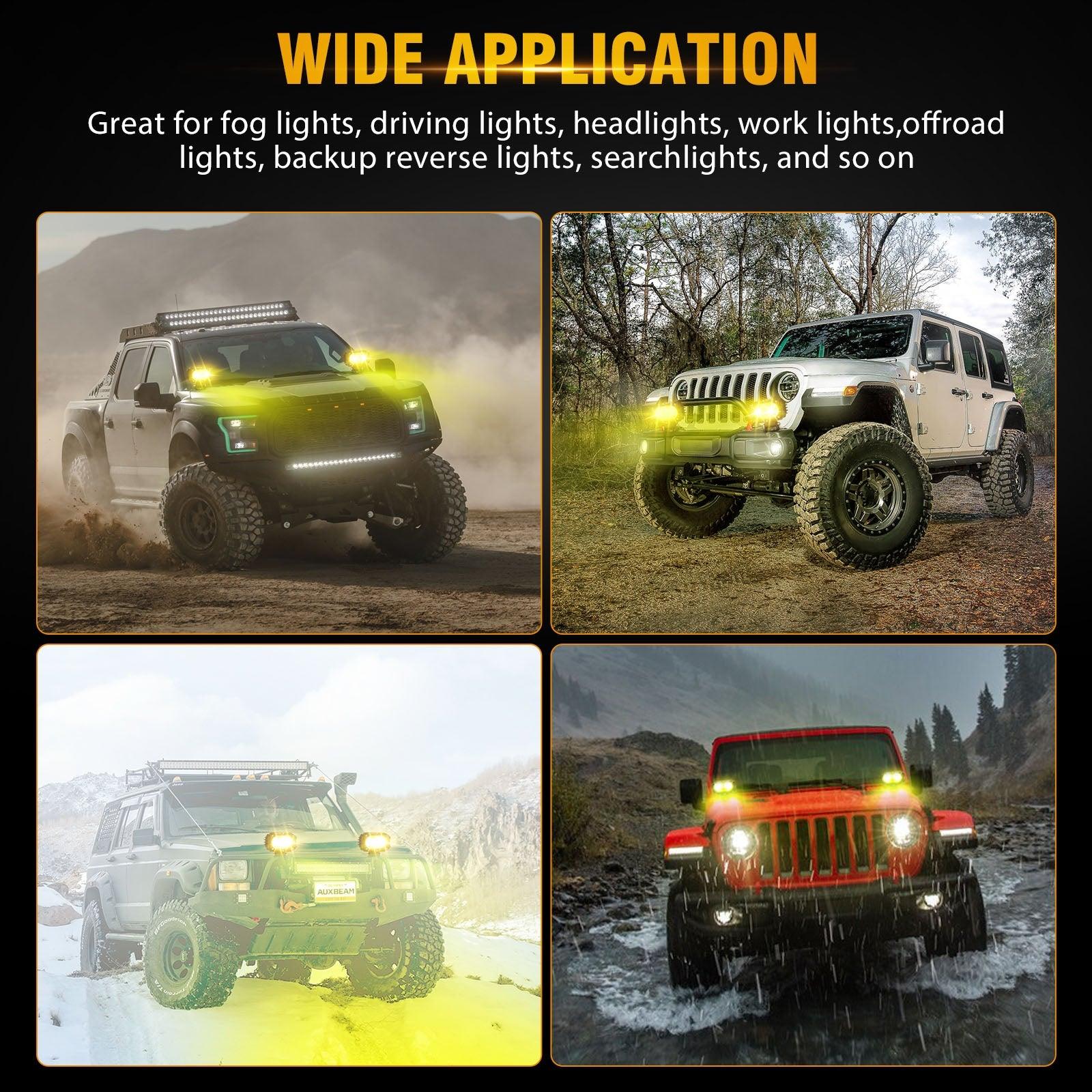 R4 Series | 4 Inch 60W LED Pods Light Flood Beam Amber Light - Image 6