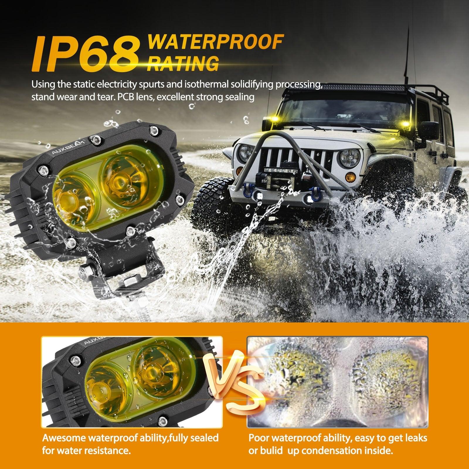 R4 Series | 4 Inch 60W LED Pods Light Flood Beam Amber Light - Image 7