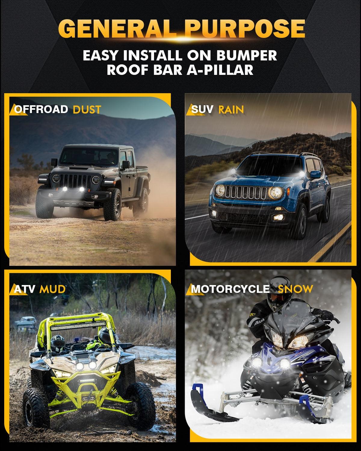 P4 Series | 4 Inch 90W 9000LM Round LED Driving Lights Flood White Pod Lights - Image 6