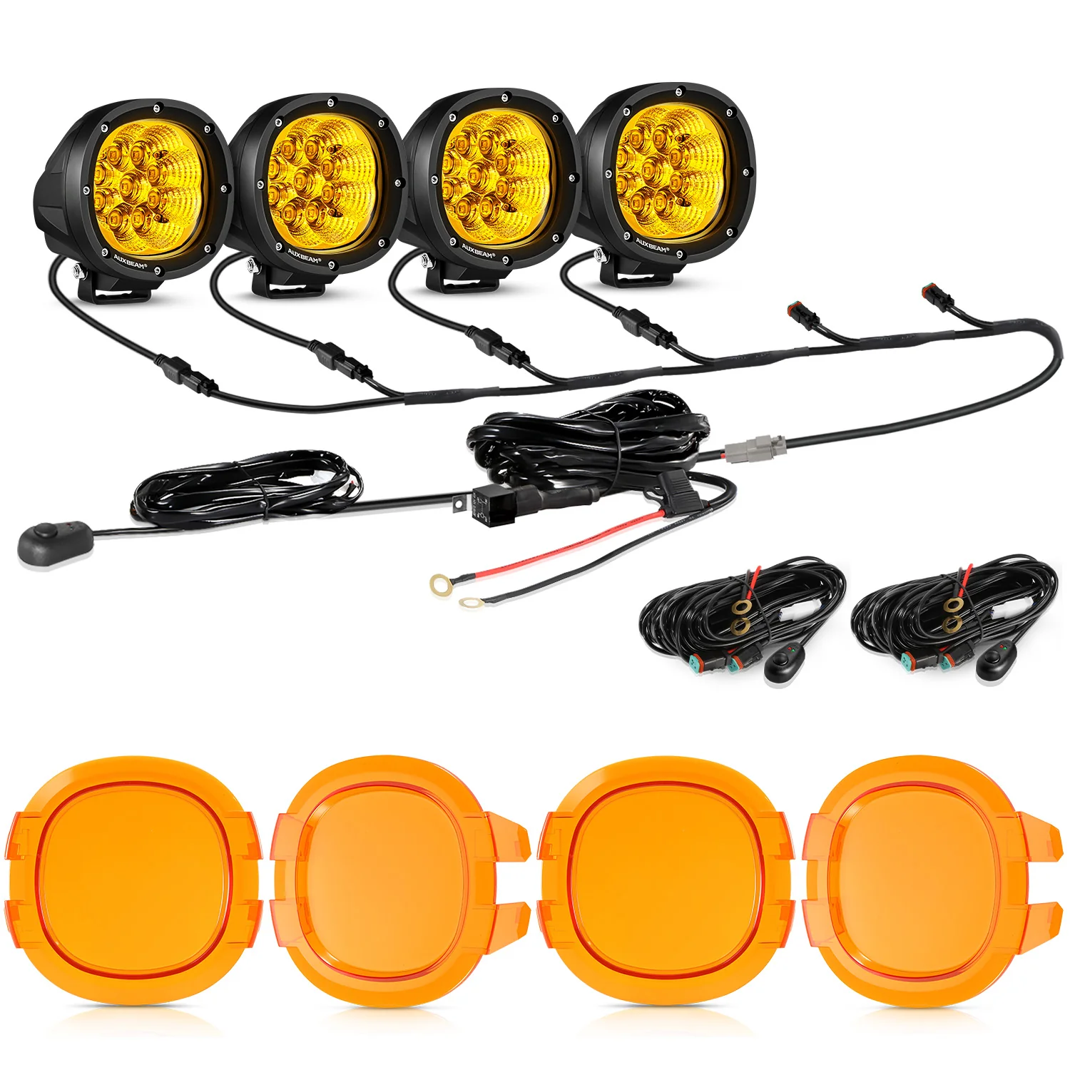 P4 Series | 4 Inch 90W 9000LM Round LED Driving Lights Flood Amber Pod Lights - Image 25